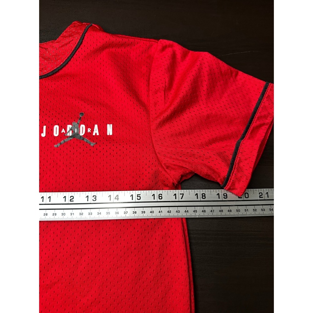 Jordan Mesh Baseball Jersey Kids Youth Med 10-12 Red Black Dri-FIT Jumpman - Picture 9 of 9